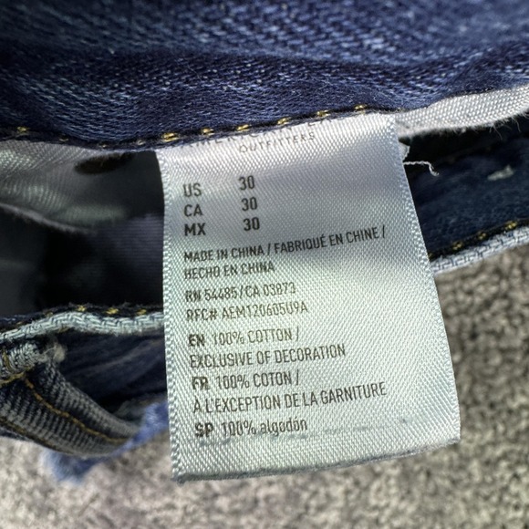 American Eagle Shorts Mens 30 Blue Distressed Denim Bermuda Cutoff Casual Ripped - Picture 4 of 7